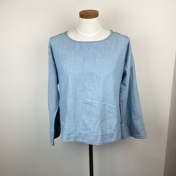 Madewell Denim Convertible Cold-Shoulder Top - Picture 1 of 6